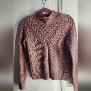 Abercrombie & Fitch Cable Knit Crewneck Sweater Women's XS Blush Plum